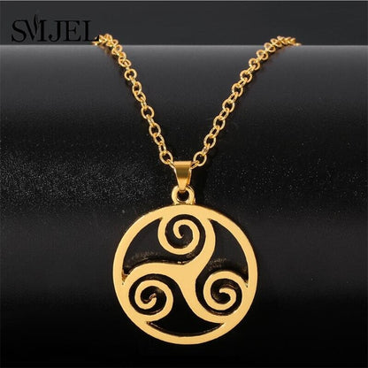Gold Celtic Triskele Necklace Pendant