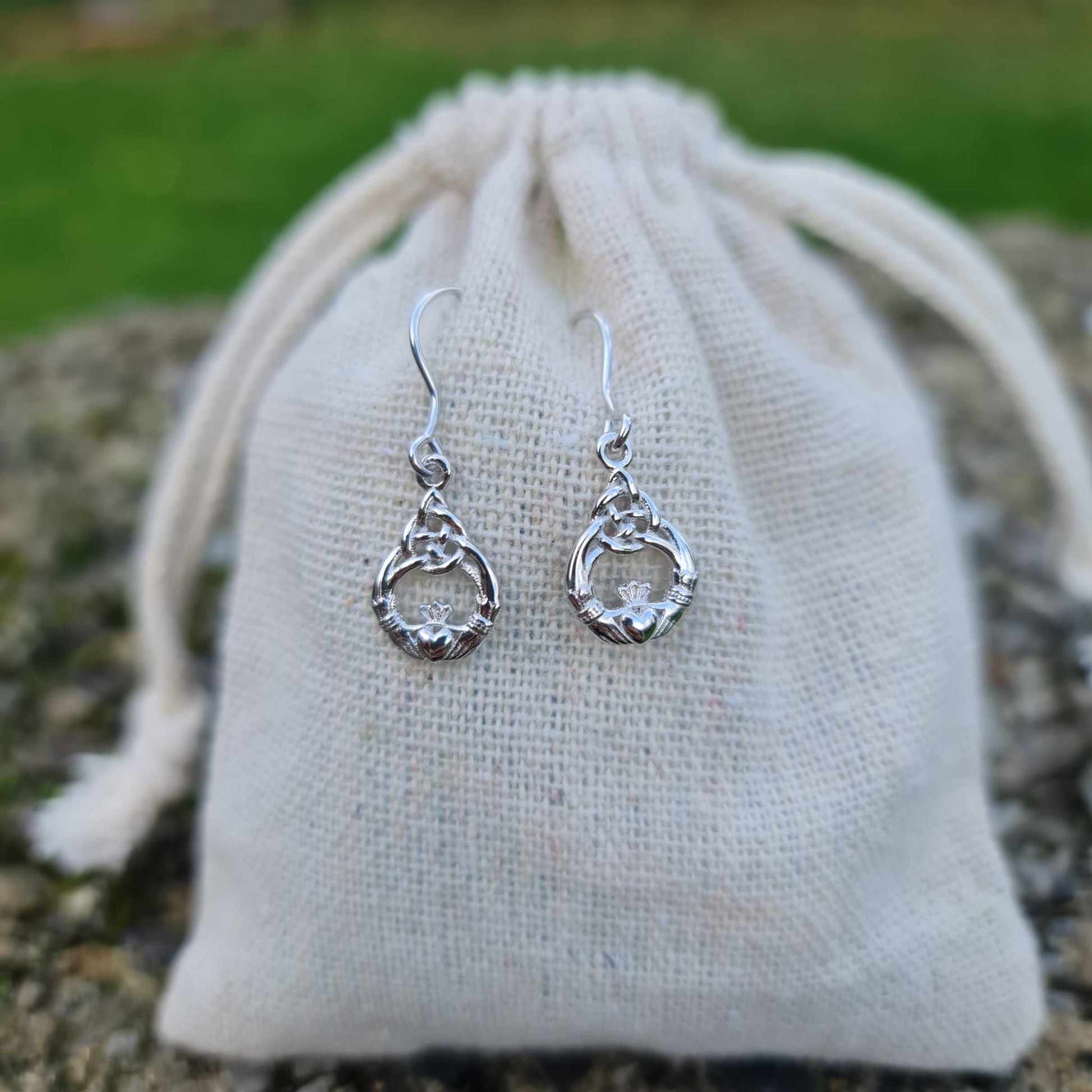 Sterling Silver Claddagh Earrings Pair Only