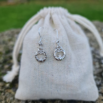 Sterling Silver Claddagh Earrings Pair