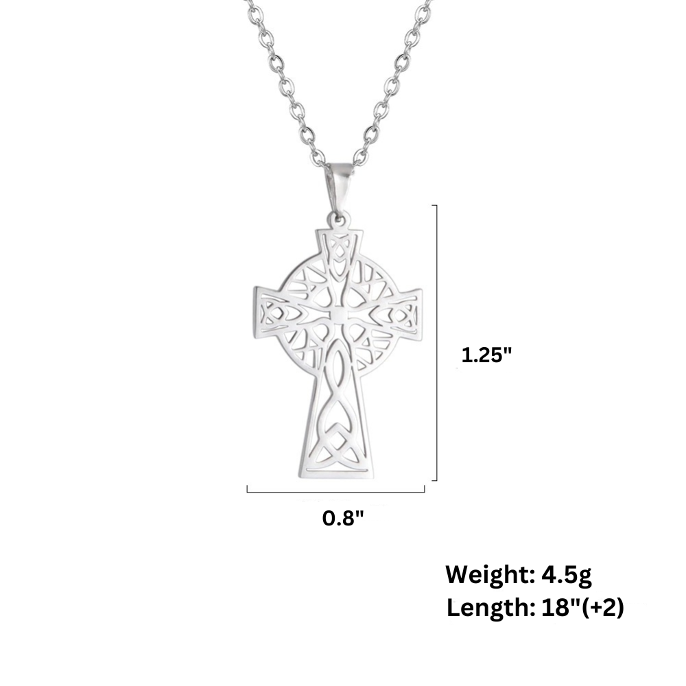 Silver Celtic Cross Necklace Hanging