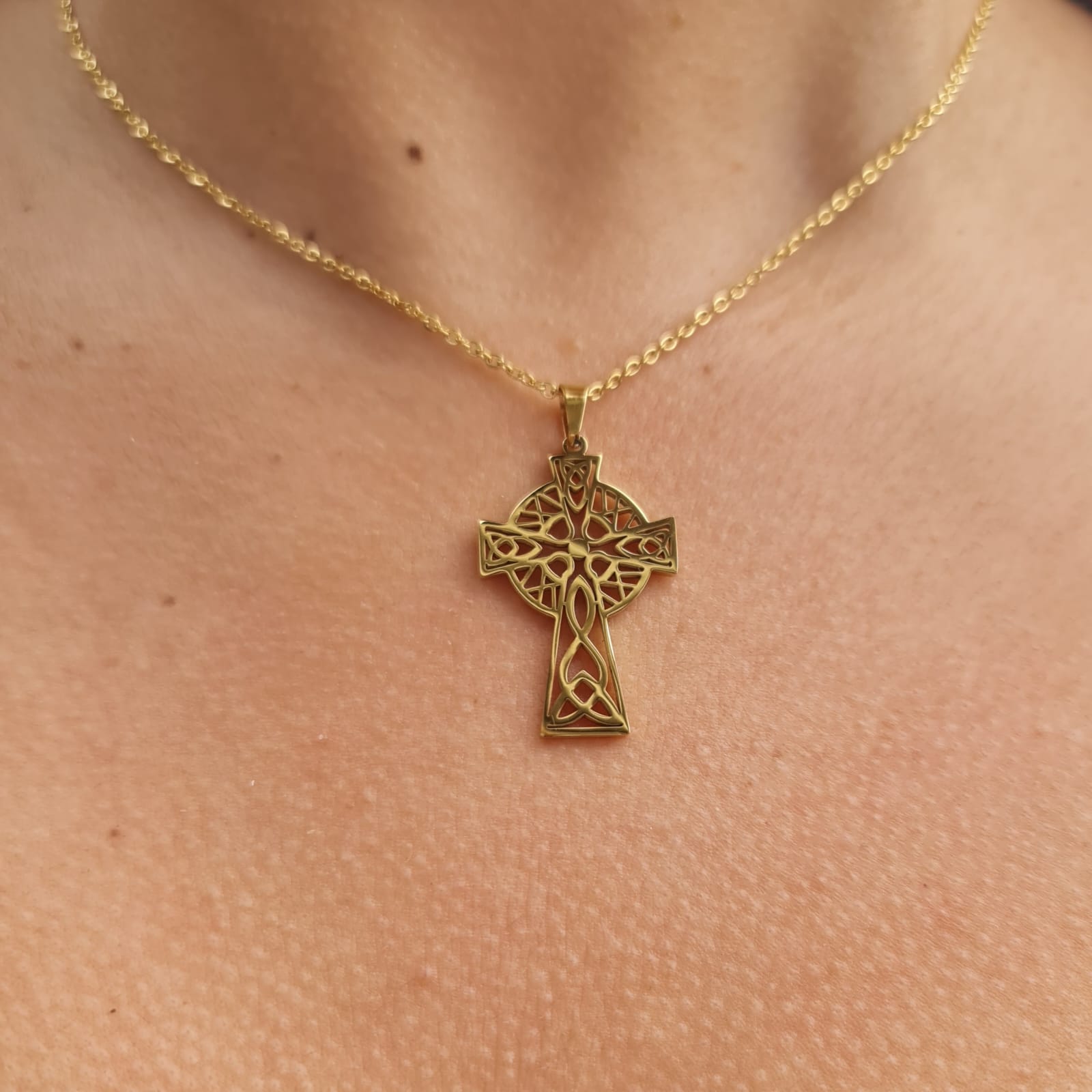 Gold Celtic Cross Necklace - BeadifulBABY