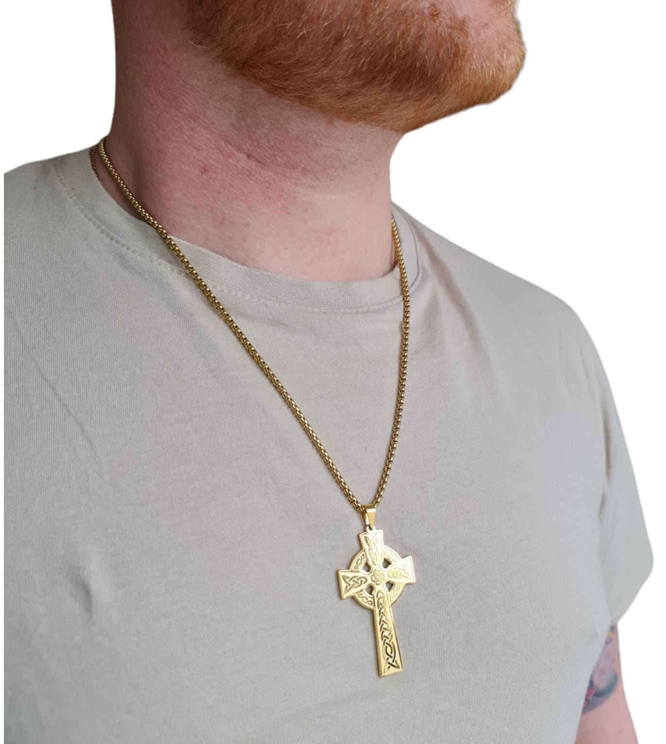 Celtic Cross with Trinity Knot Gold Irish Man