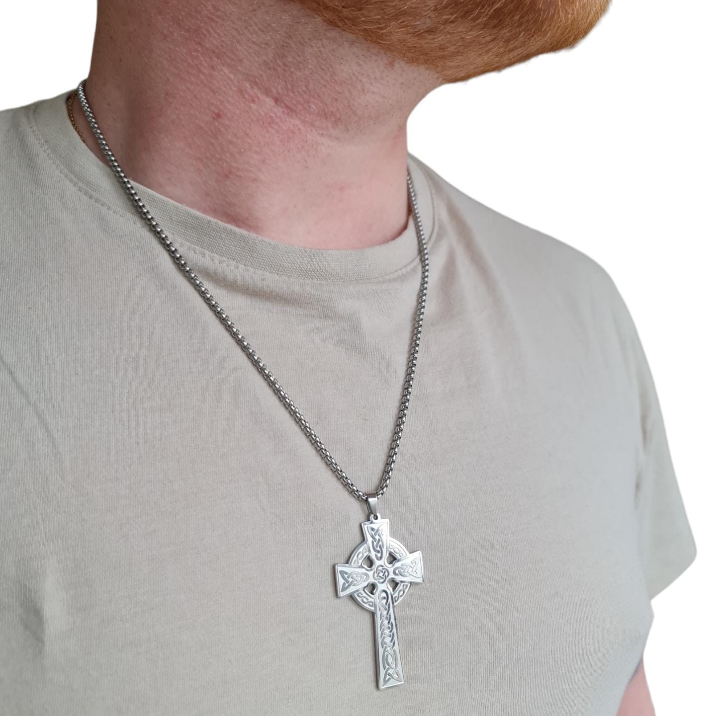 Celtic Cross with Trinity Knot Silver Irish Man