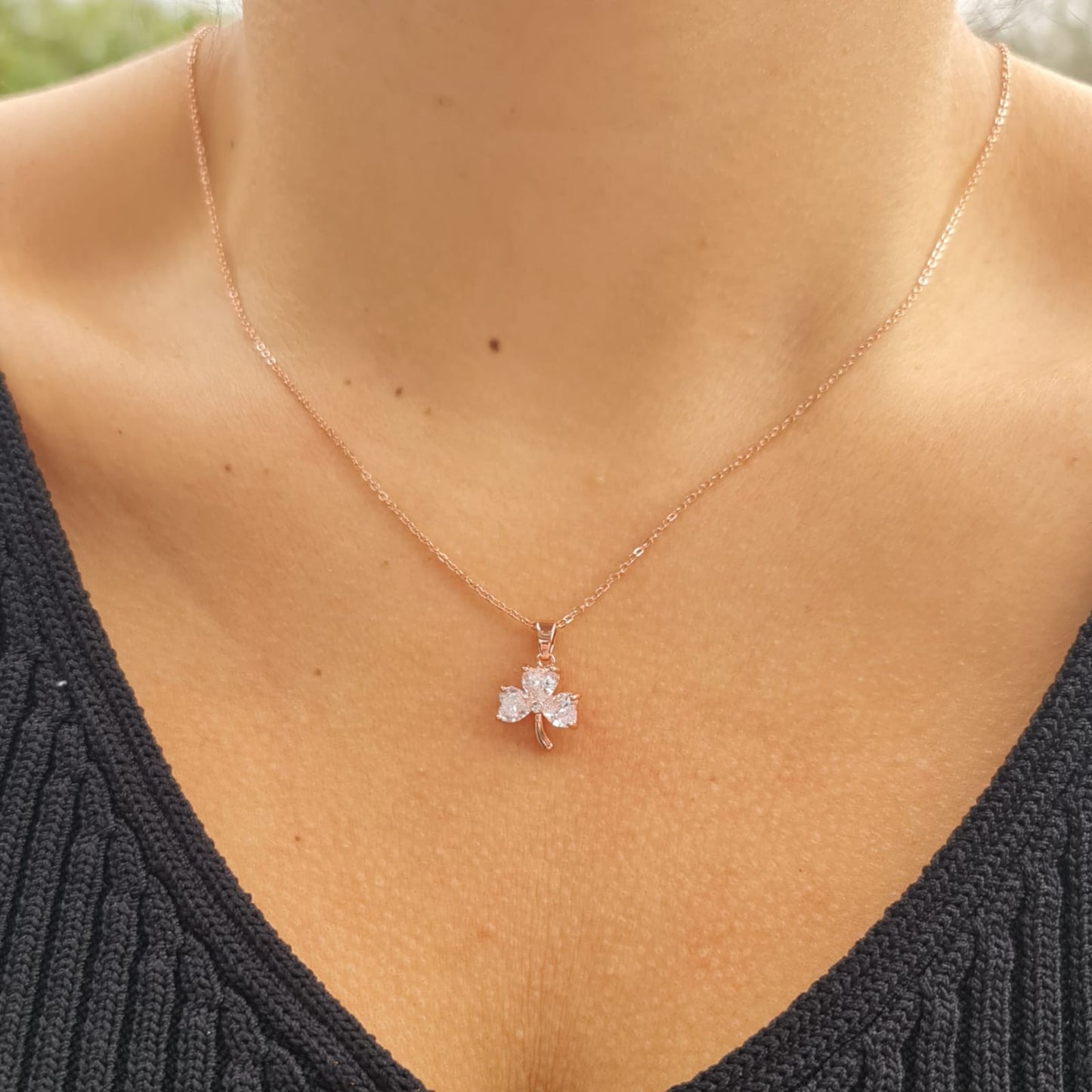 Rose Gold Shamrock Necklace