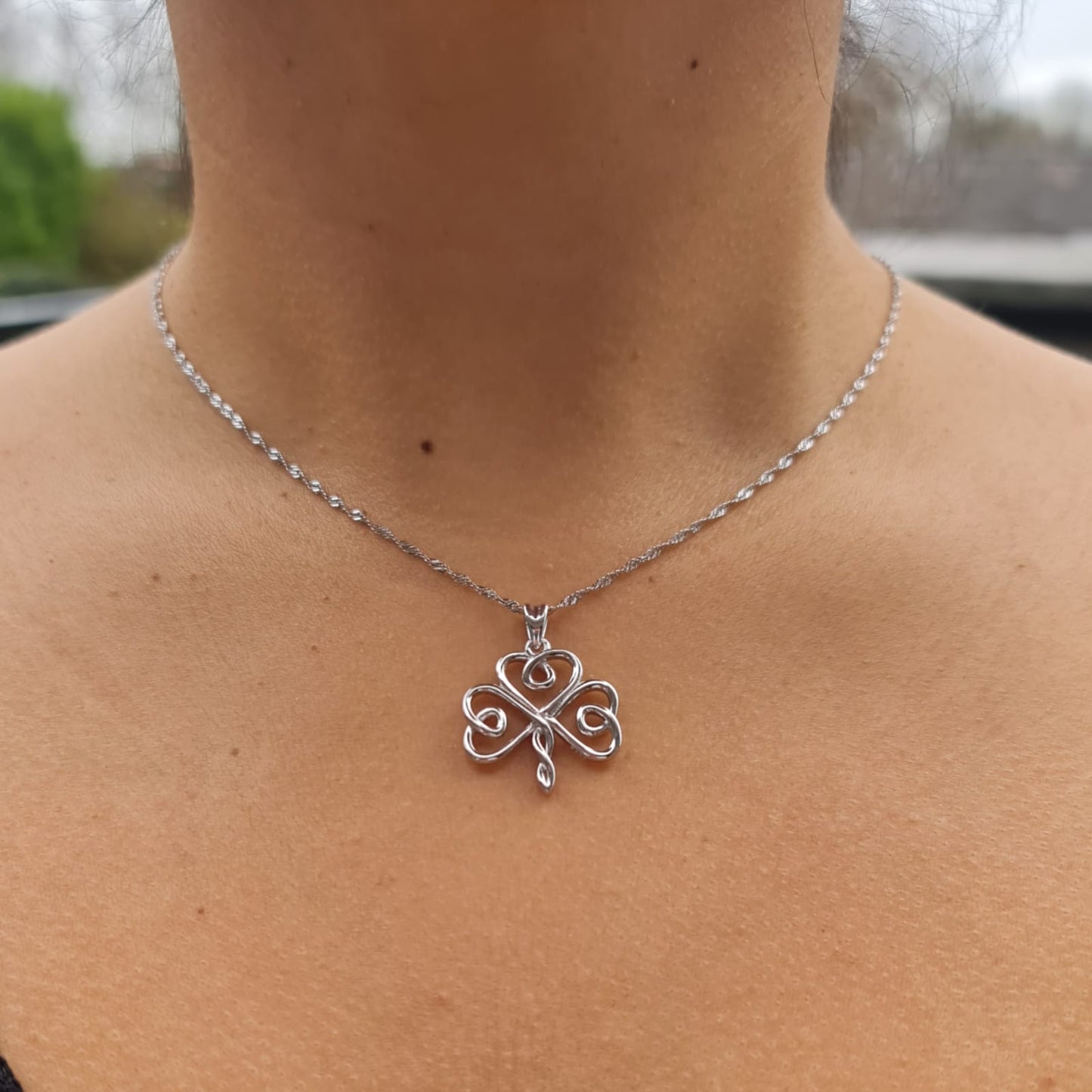 Sterling Silver Shamrock Necklace