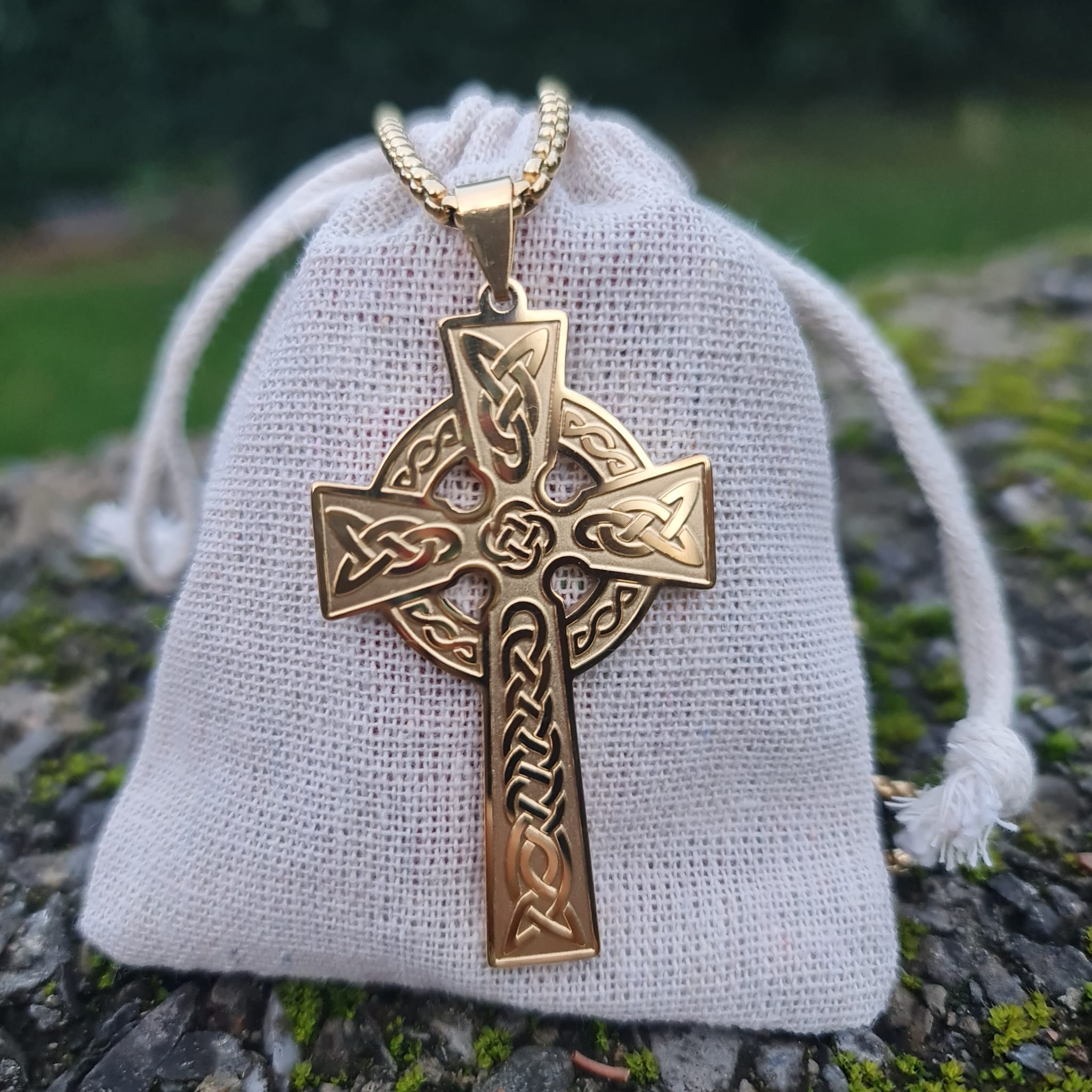 mary kathryn design gold celtic cross necklace gold plated rolo chain –  rivers & roads boutique
