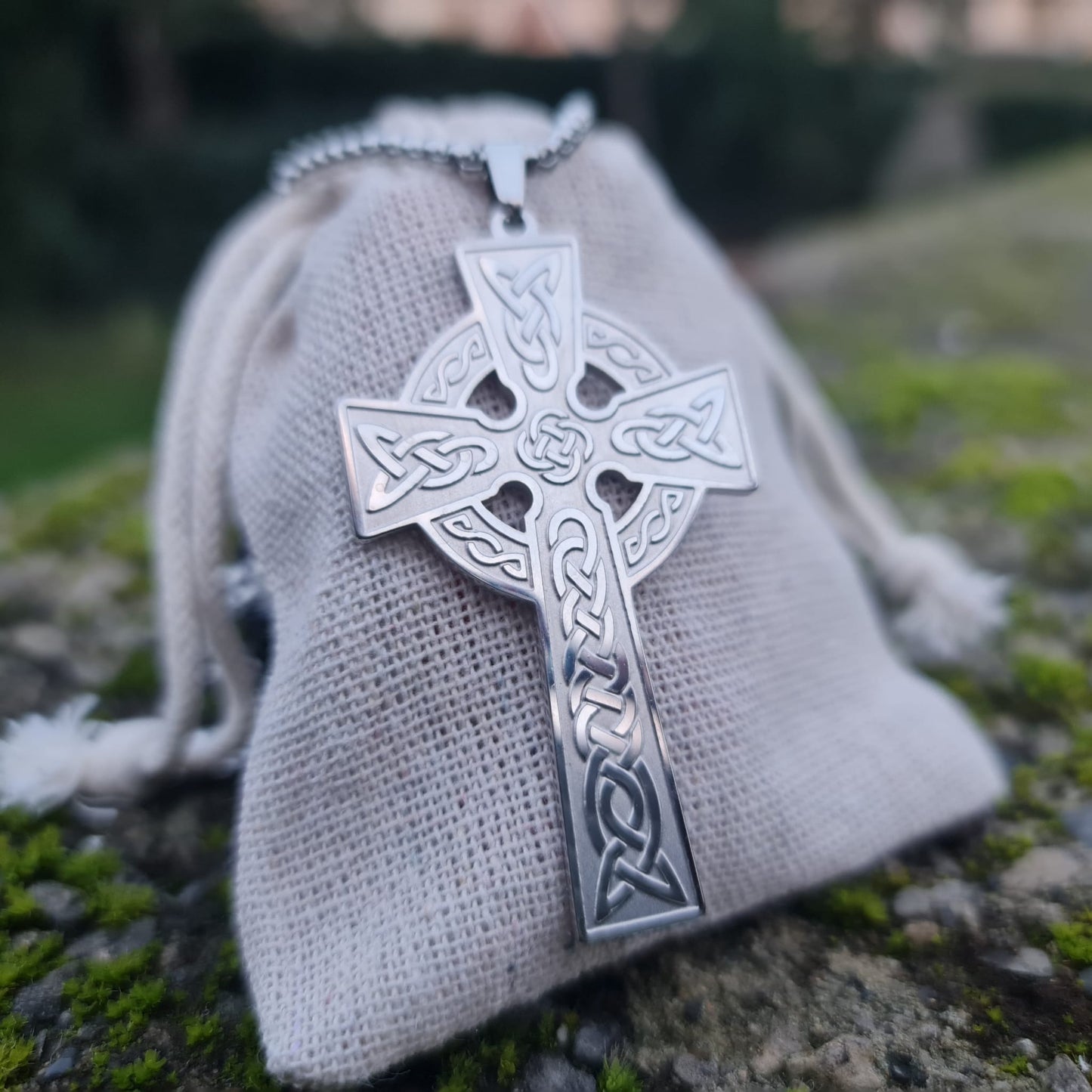 Celtic Cross with Trinity Knot Silver