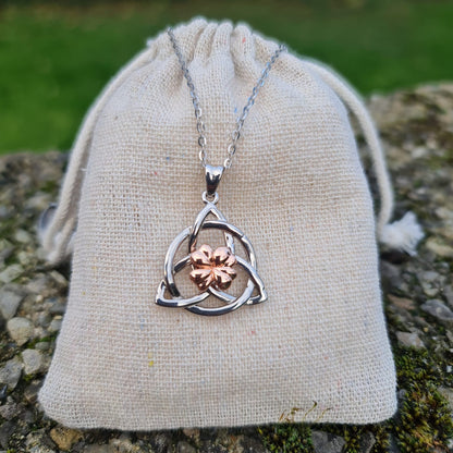 Sterling Silver Trinity Knot Shamrock Necklace